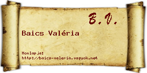 Baics Valéria névjegykártya